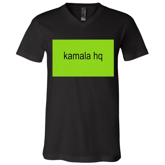 Kamala Hq Brat Meme V-Neck T-Shirt