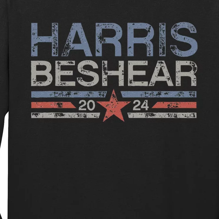 Kamala Harris Beshear 2024 Grunge Retro Harris Beshear 2024 Tall Long Sleeve T-Shirt