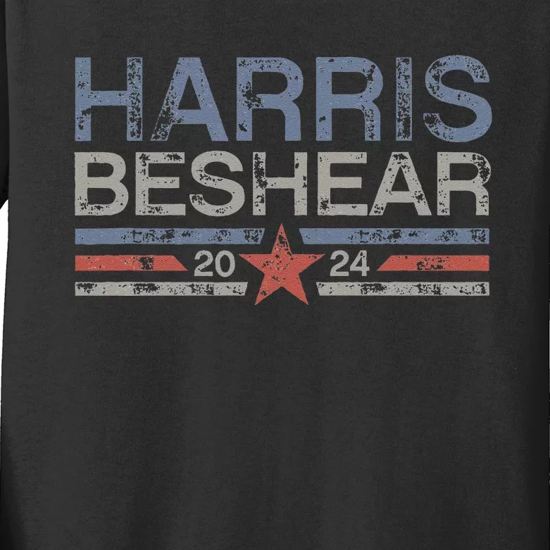 Kamala Harris Beshear 2024 Grunge Retro Harris Beshear 2024 Kids Long Sleeve Shirt