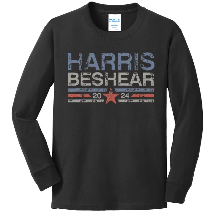 Kamala Harris Beshear 2024 Grunge Retro Harris Beshear 2024 Kids Long Sleeve Shirt