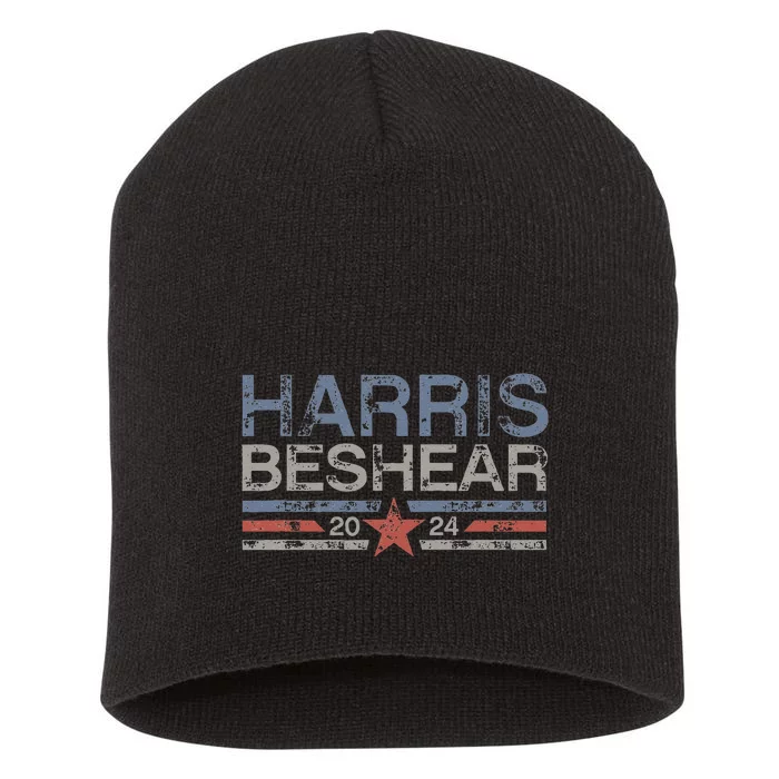 Kamala Harris Beshear 2024 Grunge Retro Harris Beshear 2024 Short Acrylic Beanie