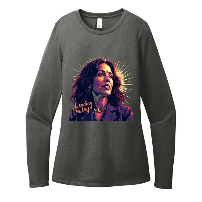 Kamala Harris Bold Vibrant Portrait Leading The Way Kamala Portrait Womens CVC Long Sleeve Shirt