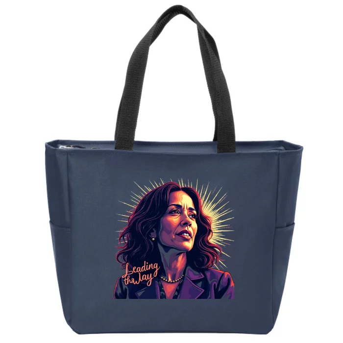 Kamala Harris Bold Vibrant Portrait Leading The Way Kamala Portrait Zip Tote Bag