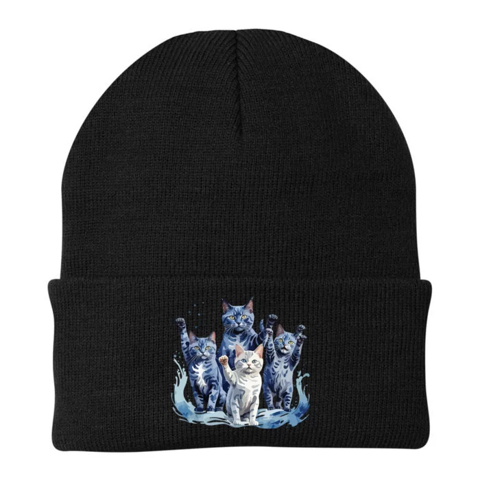 Kamala Harris Blue Cats Wave Funny For Cat Owners Knit Cap Winter Beanie