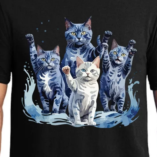 Kamala Harris Blue Cats Wave Funny For Cat Owners Pajama Set