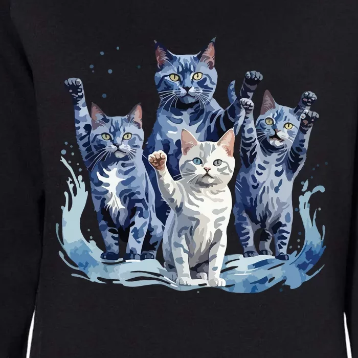 Kamala Harris Blue Cats Wave Funny For Cat Owners Womens California Wash Sweatshirt