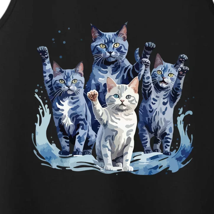 Kamala Harris Blue Cats Wave Funny For Cat Owners Performance Tank