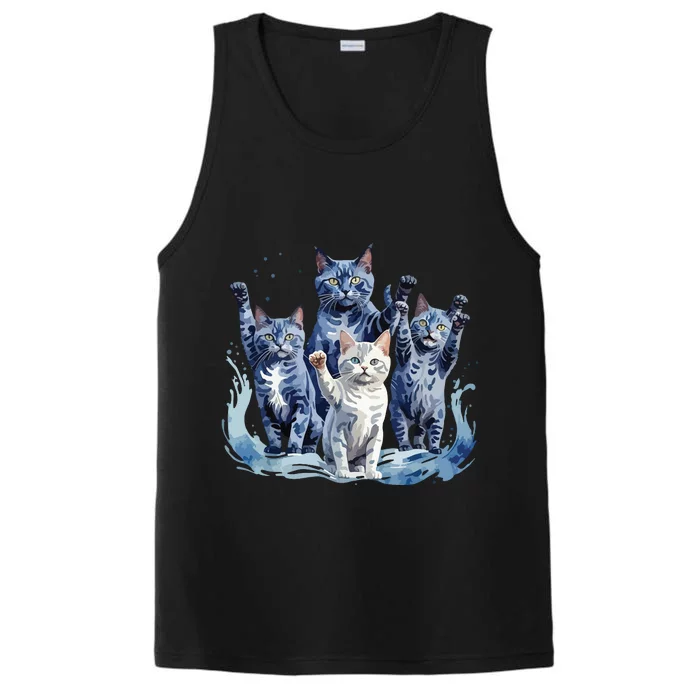 Kamala Harris Blue Cats Wave Funny For Cat Owners Performance Tank