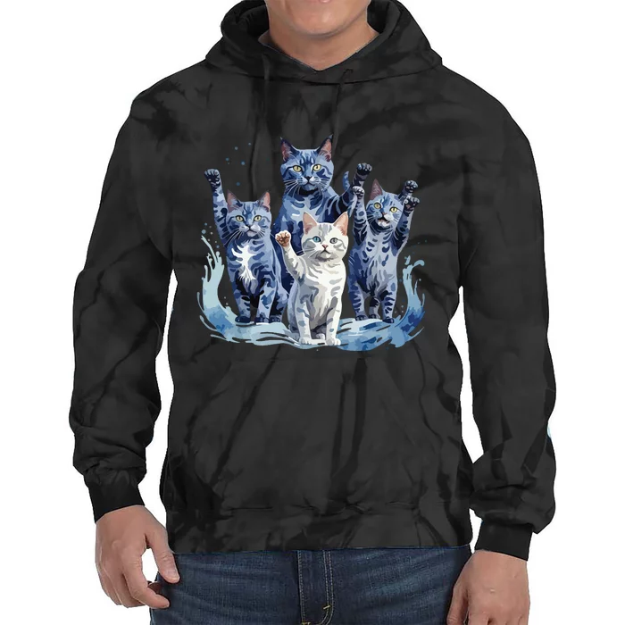 Kamala Harris Blue Cats Wave Funny For Cat Owners Tie Dye Hoodie