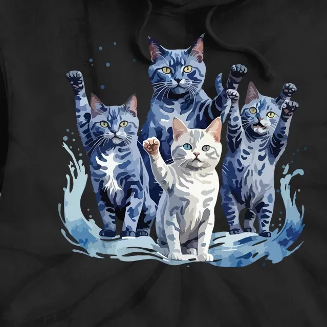 Kamala Harris Blue Cats Wave Funny For Cat Owners Tie Dye Hoodie