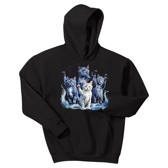 Kamala Harris Blue Cats Wave Funny For Cat Owners Kids Hoodie