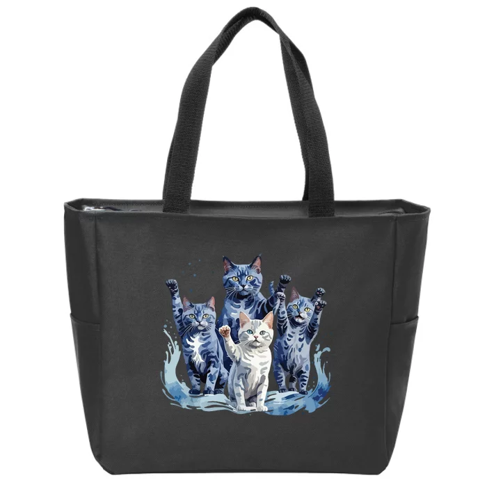 Kamala Harris Blue Cats Wave Funny For Cat Owners Zip Tote Bag