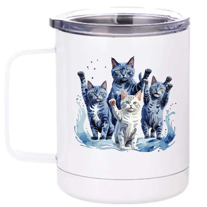 Kamala Harris Blue Cats Wave Funny For Cat Owners Front & Back 12oz Stainless Steel Tumbler Cup