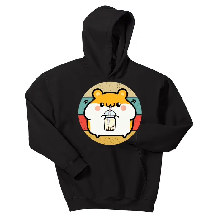 Kawaii Hamster Boba Tea Bubble Tea Girl Anime Fan Otaku Kids Hoodie