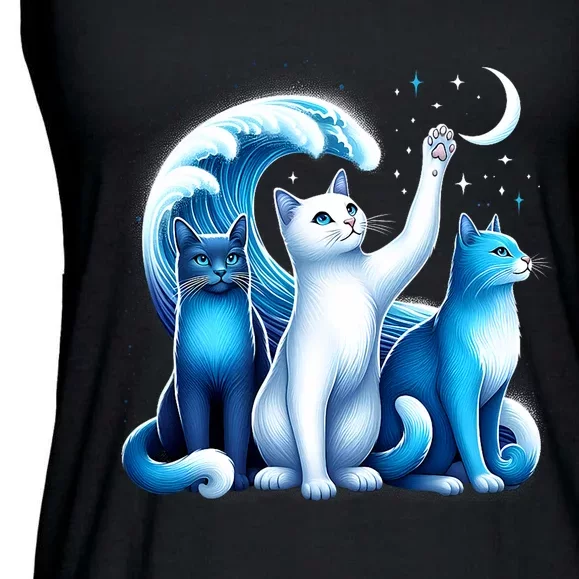 Kamala Harris Blue Cats Wave Kamala Funny For Cat Lovers Ladies Essential Flowy Tank