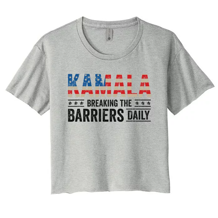 Kamala Harris Breaking Barriers Daily Design Women's Crop Top Tee