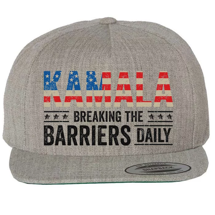 Kamala Harris Breaking Barriers Daily Design Wool Snapback Cap