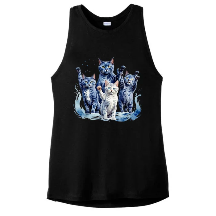 Kamala Harris Blue Cats Wave Funny For Cat Owners Ladies Tri-Blend Wicking Tank