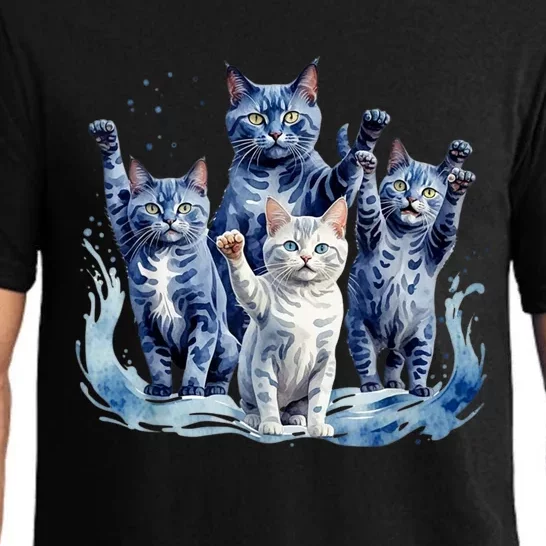 Kamala Harris Blue Cats Wave Funny For Cat Owners Pajama Set