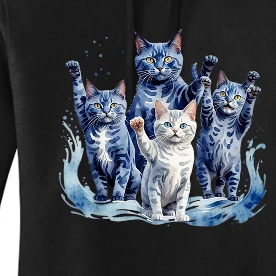 Kamala Harris Blue Cats Wave Funny For Cat Owners Women's Pullover Hoodie