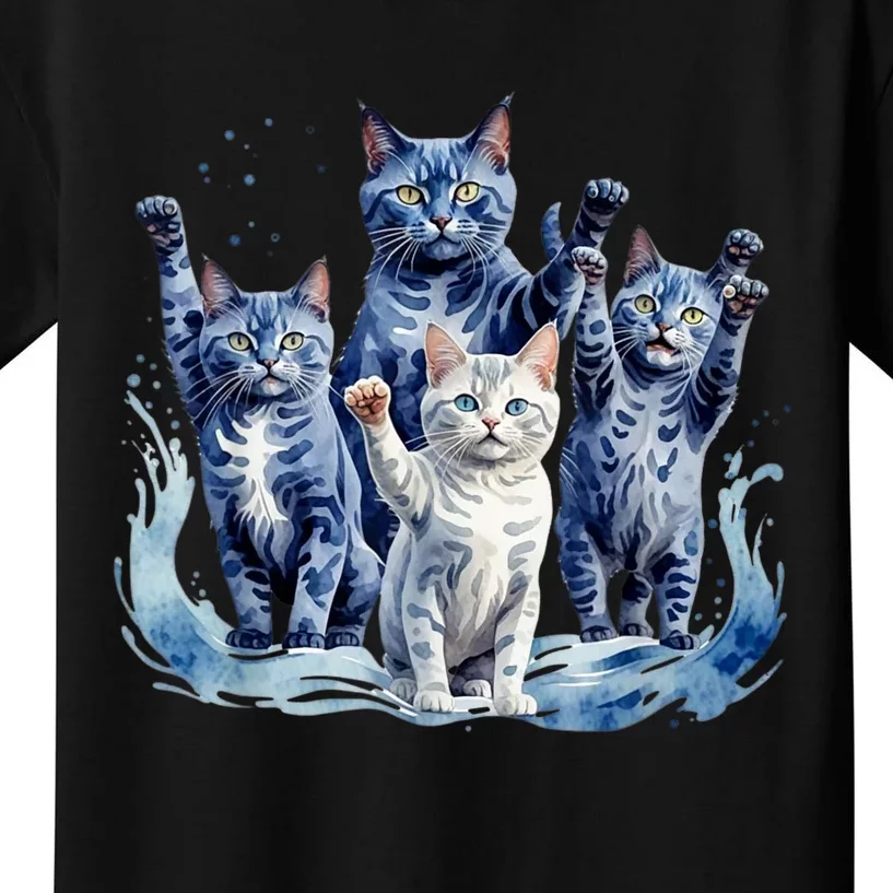 Kamala Harris Blue Cats Wave Funny For Cat Owners Kids T-Shirt