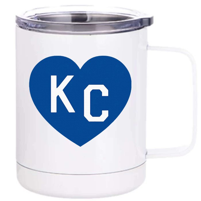 Kc Heart Blue Kansas City Front & Back 12oz Stainless Steel Tumbler Cup