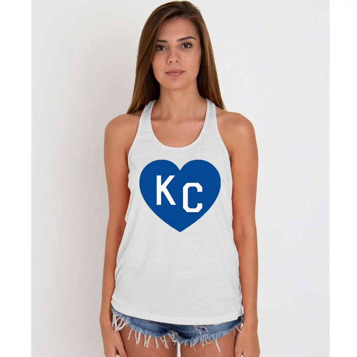 Kc Heart Blue Kansas City Women's Knotted Racerback Tank