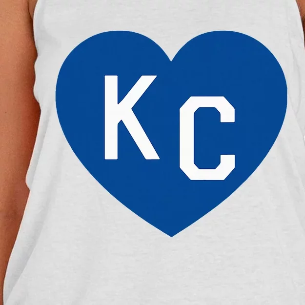 Kc Heart Blue Kansas City Women's Knotted Racerback Tank