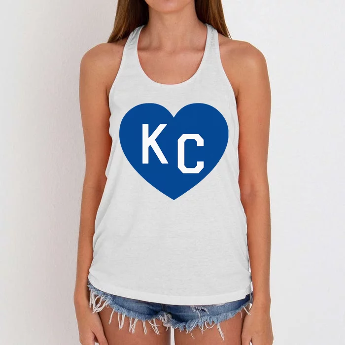 Kc Heart Blue Kansas City Women's Knotted Racerback Tank