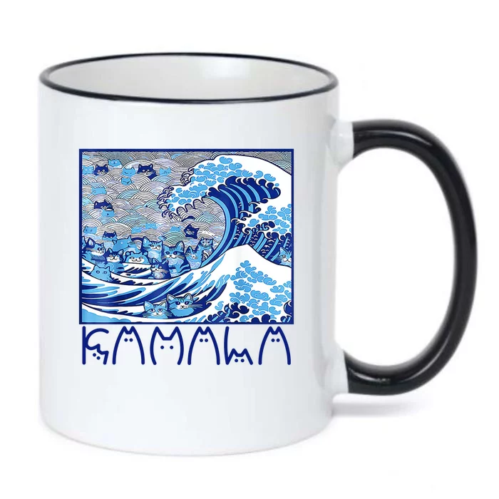 Kamala Harris Blue Cats Wave Funny Cat Black Color Changing Mug