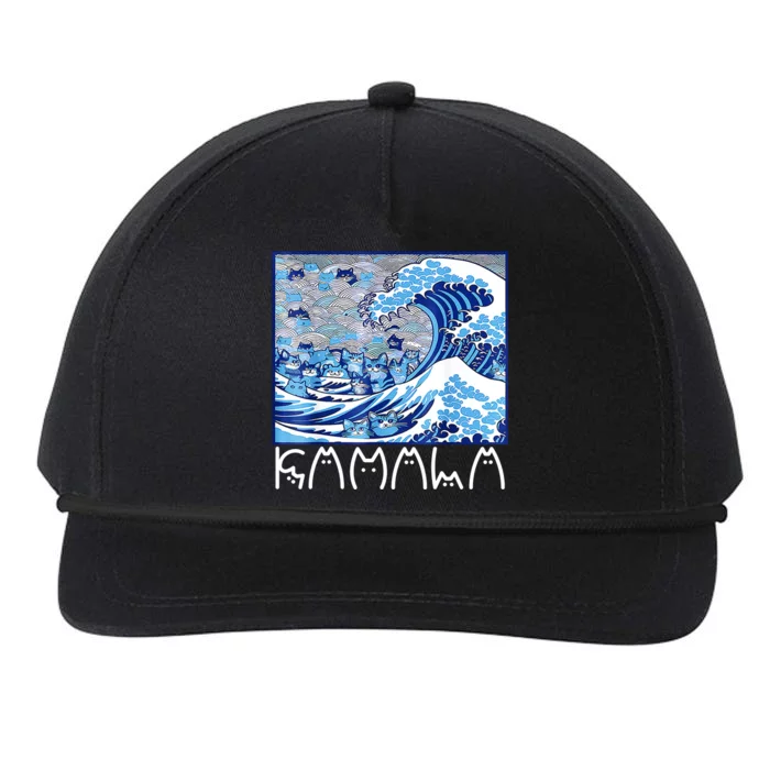 Kamala Harris Blue Cats Wave Funny Cat Snapback Five-Panel Rope Hat