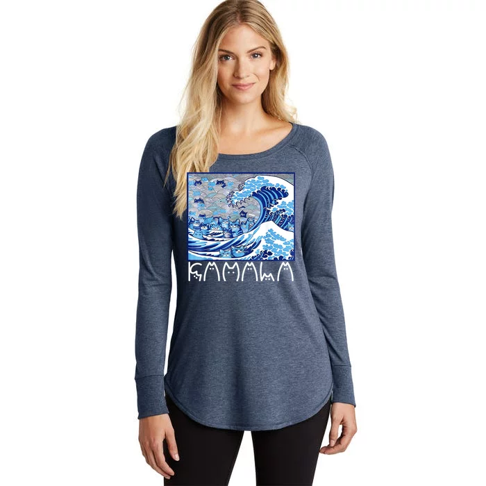 Kamala Harris Blue Cats Wave Funny Cat Women's Perfect Tri Tunic Long Sleeve Shirt