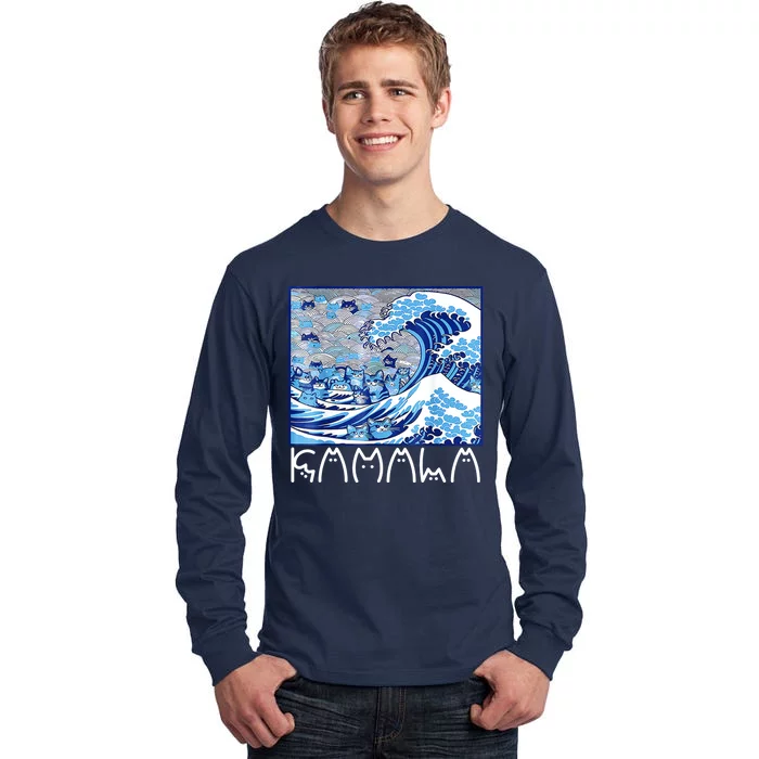 Kamala Harris Blue Cats Wave Funny Cat Tall Long Sleeve T-Shirt