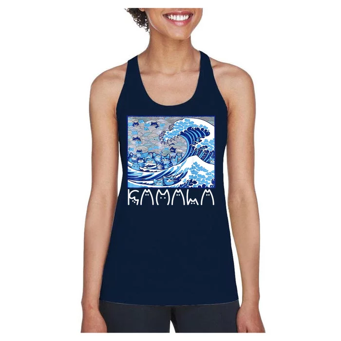 Kamala Harris Blue Cats Wave Funny Cat Women's Racerback Tank