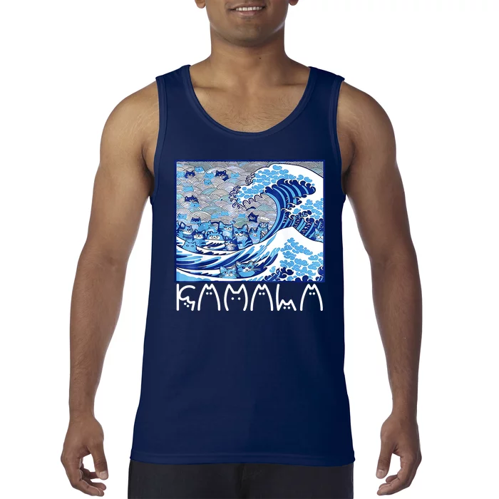 Kamala Harris Blue Cats Wave Funny Cat Tank Top