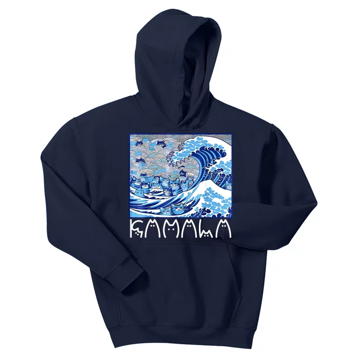 Kamala Harris Blue Cats Wave Funny Cat Kids Hoodie