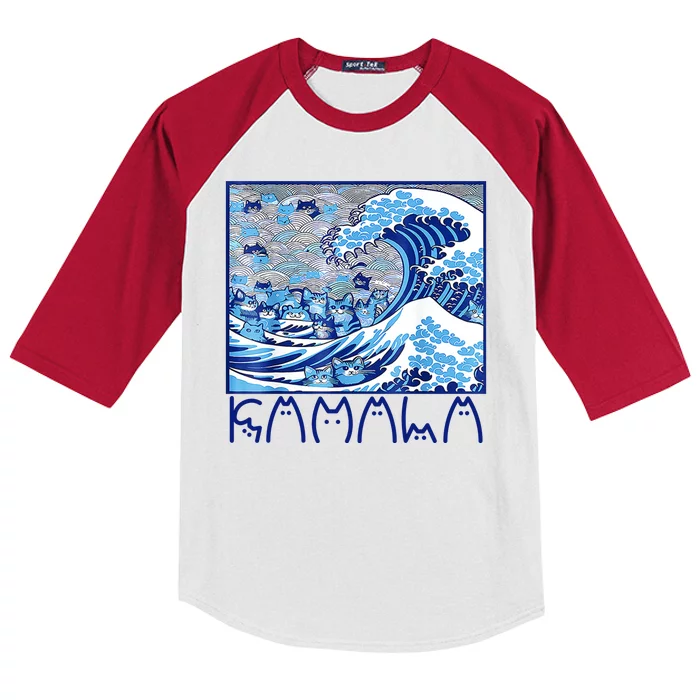 Kamala Harris Blue Cats Wave Funny Cat Kids Colorblock Raglan Jersey