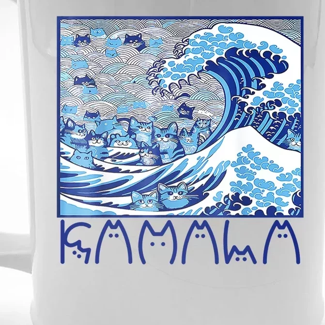 Kamala Harris Blue Cats Wave Funny Cat Front & Back Beer Stein