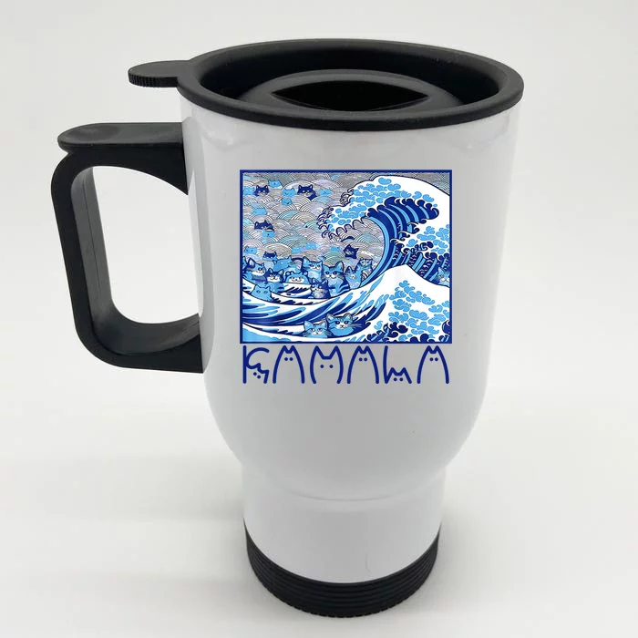 Kamala Harris Blue Cats Wave Funny Cat Front & Back Stainless Steel Travel Mug