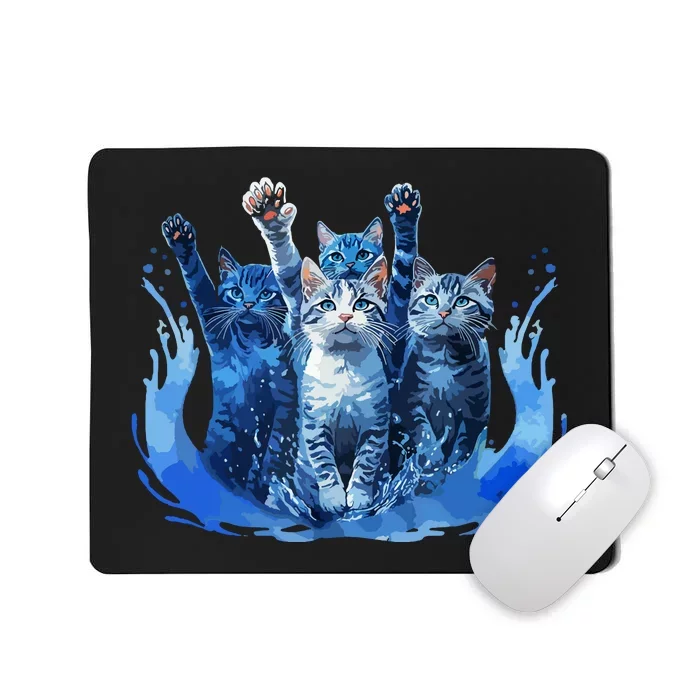 Kamala Harris Blue Cats Wave Funny For Cat Owners Mousepad