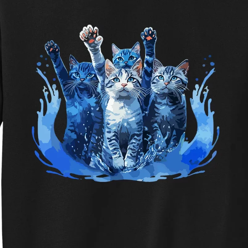 Kamala Harris Blue Cats Wave Funny For Cat Owners Tall Sweatshirt