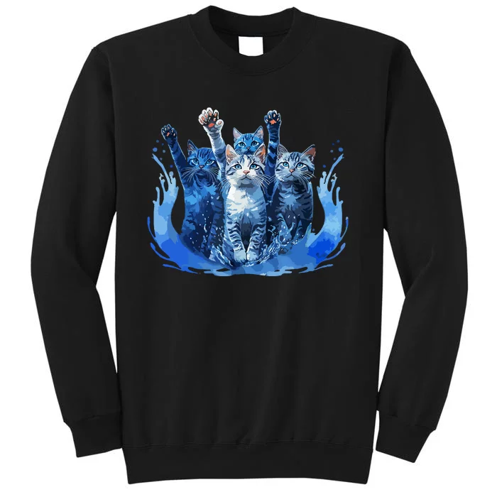 Kamala Harris Blue Cats Wave Funny For Cat Owners Tall Sweatshirt