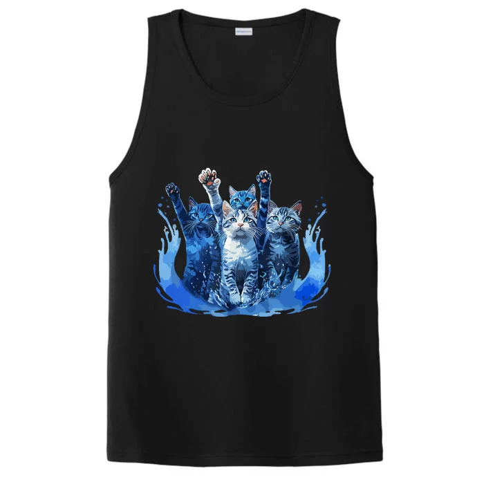 Kamala Harris Blue Cats Wave Funny For Cat Owners Performance Tank