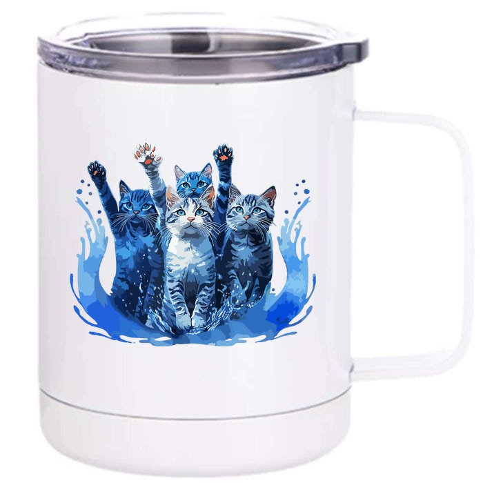 Kamala Harris Blue Cats Wave Funny For Cat Owners Front & Back 12oz Stainless Steel Tumbler Cup