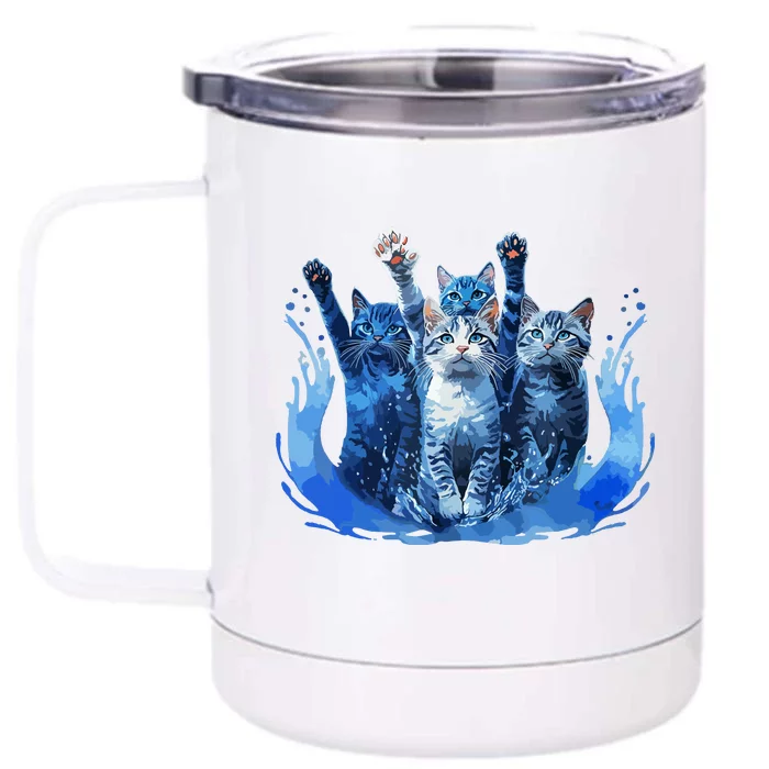 Kamala Harris Blue Cats Wave Funny For Cat Owners Front & Back 12oz Stainless Steel Tumbler Cup