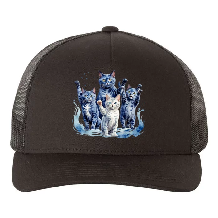 Kamala Harris Blue Cats Wave Funny For Cat Owners Yupoong Adult 5-Panel Trucker Hat