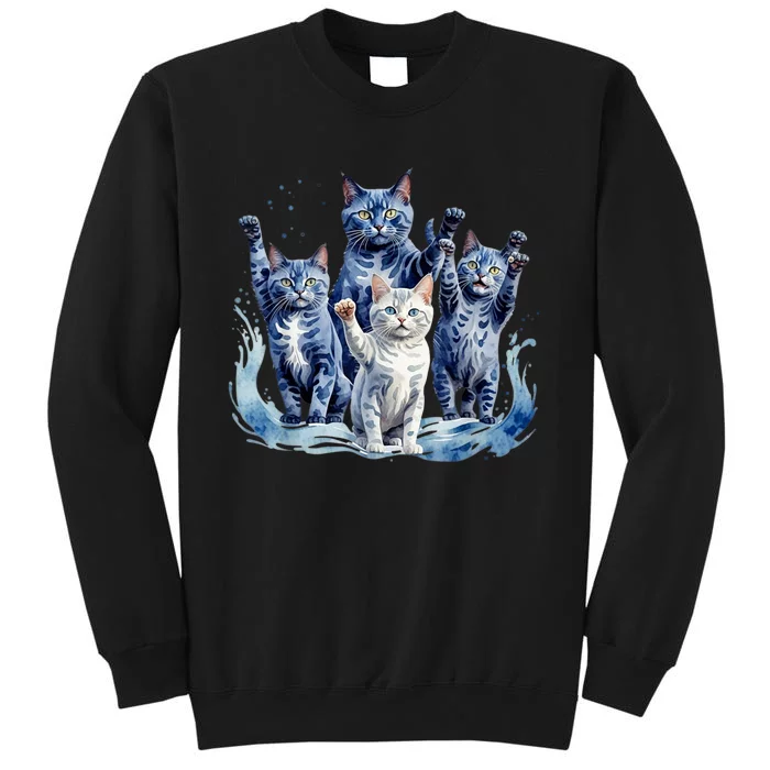 Kamala Harris Blue Cats Wave Funny For Cat Owners Tall Sweatshirt