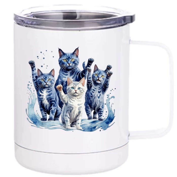 Kamala Harris Blue Cats Wave Funny For Cat Owners Front & Back 12oz Stainless Steel Tumbler Cup