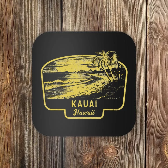 Kauai Hawaii Beach Surf Vintage Blue Coaster