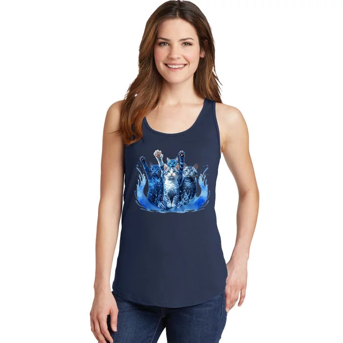 Kamala Harris Blue Cats Wave Funny For Cat Owners Ladies Essential Tank